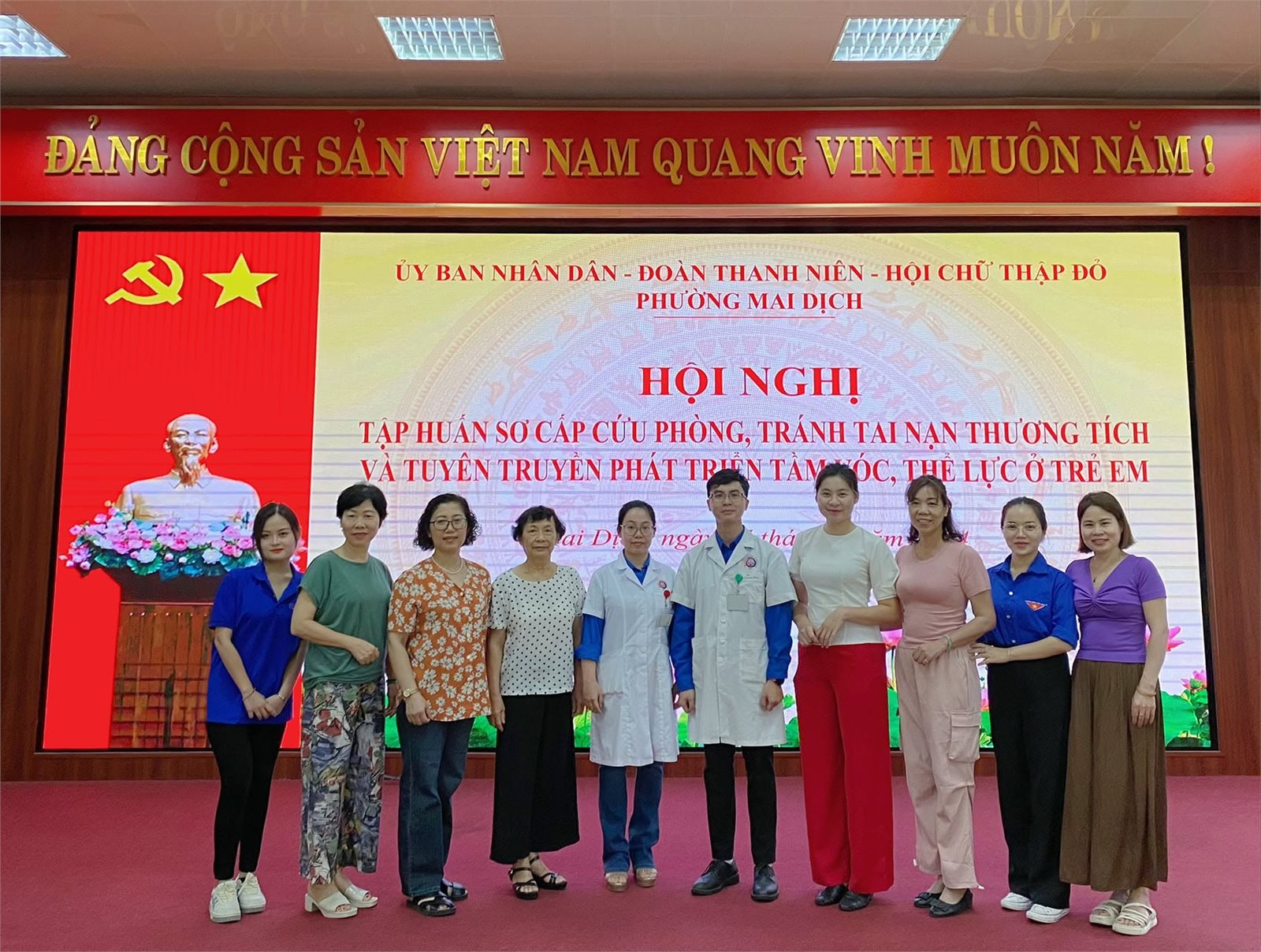 Hội nghị tập huấn sơ cấp cứu, phòng tránh tai nạn thương tích ở trẻ em, phường Mai Dịch