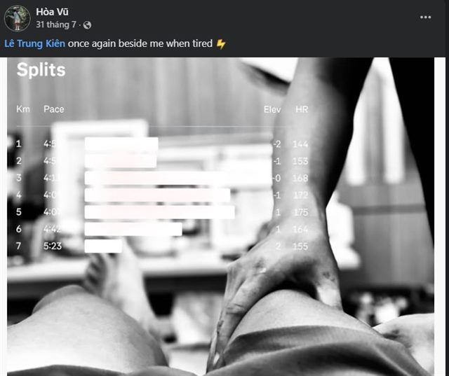 Bài đăng Facebook của một runner cảm ơn bác sĩ Kiên đã đồng hành hồi phục